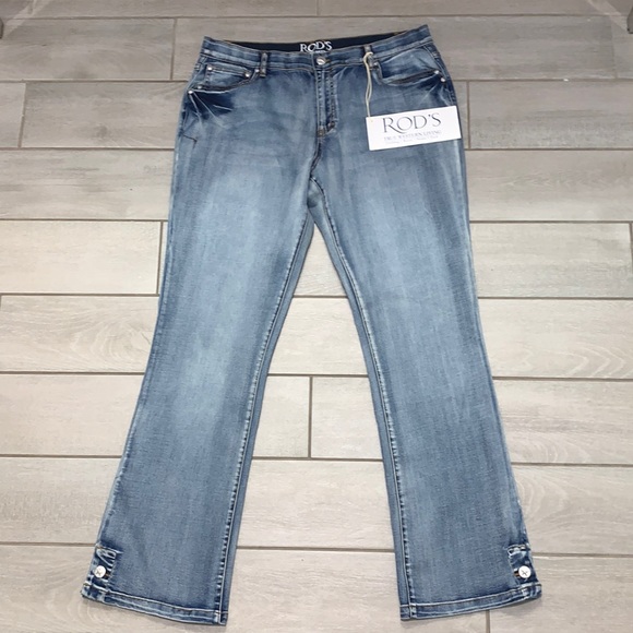 Rod’s True Western Women’s Size 19 20/34 Stretch Denim Botton Cuff Bootcut Jeans - Picture 1 of 8
